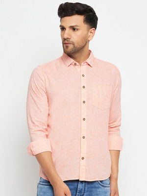 DUKE Men Solid Casual Orange Shirt