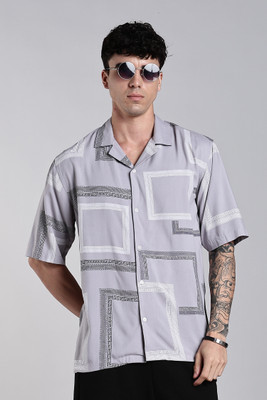 Paul Street Men Geometric Print Casual Grey Shirt