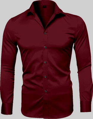 Yaara fashion Men Solid Casual Maroon Shirt