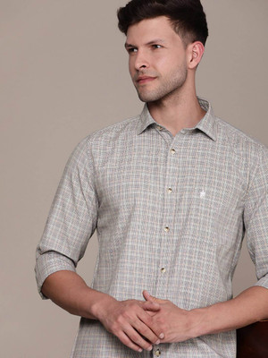 French Connection Men Checkered Casual Blue, Light Green, Orange Shirt
