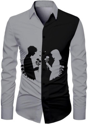 JRKENTERPRISE Men Printed Casual Grey Shirt