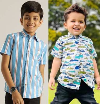 Janmangal Creation Boys Printed, Striped Casual Multicolor Shirt(Pack of 2)