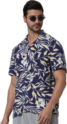 Celio Men Printed Casual Dark Blue, White, Yellow Shirt