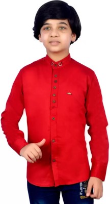 SQS Boys Solid Casual Red Shirt