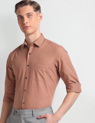 ARROW Men Checkered Formal Brown Shirt