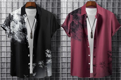 SANBROS Men Printed Casual Multicolor Shirt(Pack of 2)