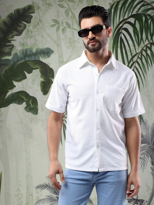 KOTTY Men Striped Casual White Shirt