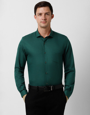 PETER ENGLAND Men Solid Formal Dark Green Shirt