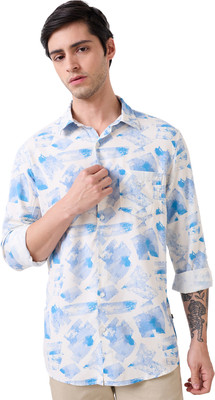 Spykar Men Printed Casual White Shirt