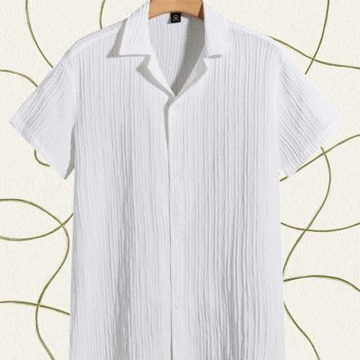 Dharamraj Fashion Men Self Design Casual White Shirt