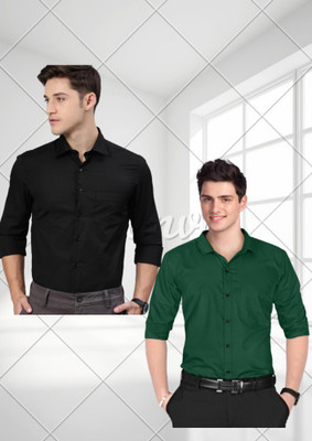 Arthz Fashion Trend Men Checkered Casual Green, Black Shirt(Pack of 2)