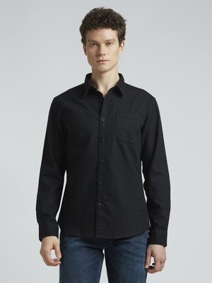Pepe Jeans Men Solid Casual Black Shirt
