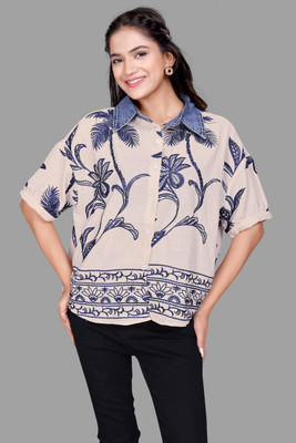 MADBORN CREATION Women Printed Casual Beige Shirt