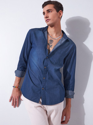 Markle Moro Men Solid Casual Dark Blue Shirt