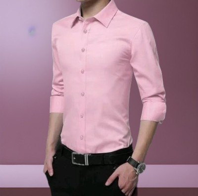 SATADHAR ENTERPRISE Men Solid Formal Pink Shirt