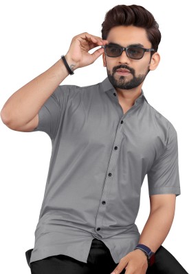 DUBAIFASHION Men Solid Casual Grey Shirt