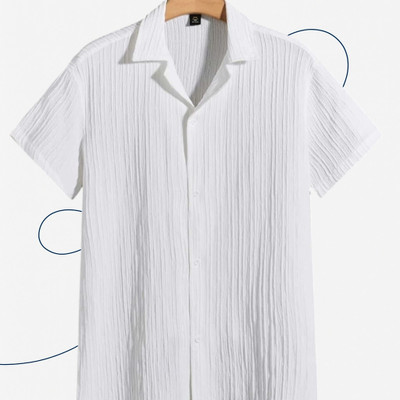 A FUBAR Men Self Design Formal White Shirt