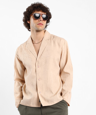 CAMPUS SUTRA Men Self Design Casual Beige Shirt