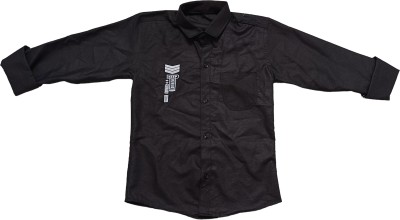 HETVA Boys Solid Casual Black Shirt