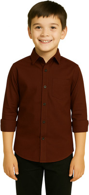 jabak creation Boys Solid Party Brown Shirt