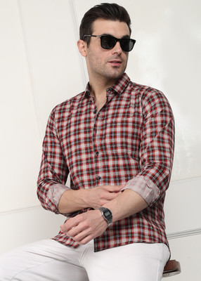 Jai Textiles Men Printed Casual Red Shirt