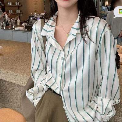 OUTZIDR Women Striped Party Green Shirt