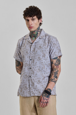Snitch Men Printed Casual Grey Shirt