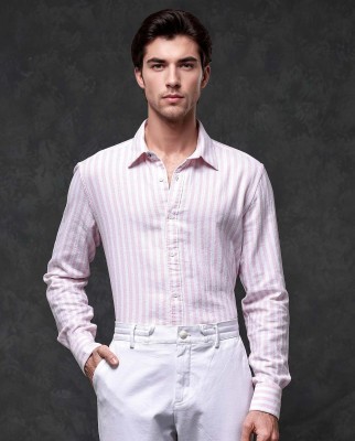 RARE RABBIT Men Striped Formal Pink Shirt