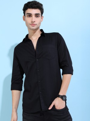 HIGHLANDER Men Solid Casual Black Shirt