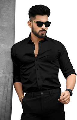 ARRONE Men Solid Casual Black Shirt