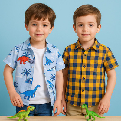 SVHFashion Boys Printed Casual Multicolor Shirt(Pack of 2)