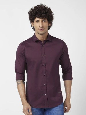 Spykar Men Solid Casual Purple Shirt