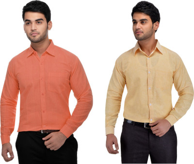 DESHBANDHU KHADI Men Solid Formal Multicolor Shirt(Pack of 2)