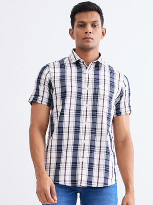 Spykar Men Checkered Casual White Shirt