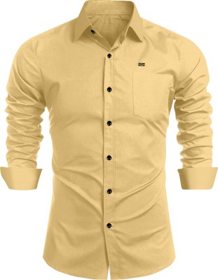 IKON FASHION Men Solid Casual Yellow Shirt