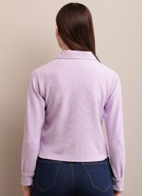 HouseOfCommon Women Solid Casual Purple Shirt