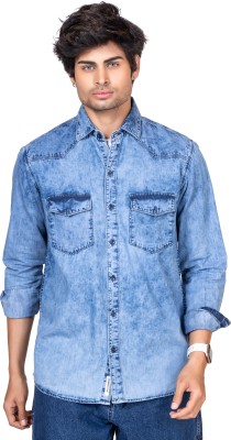 TBS- The Bargain Street Men Washed Casual Light Blue Shirt
