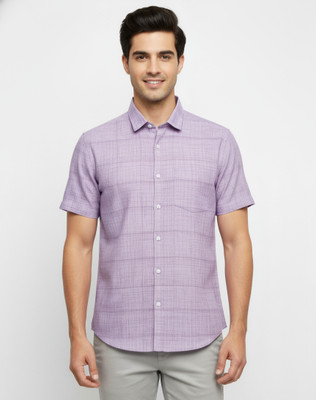 ZYXA Men Checkered Casual Purple Shirt
