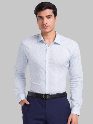 PARK AVENUE Men Self Design Formal Blue Shirt