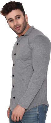 GEUM Men Self Design Formal Grey Shirt