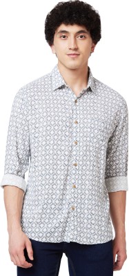 Spykar Men Printed Casual White, Grey Shirt