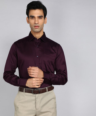 Raymond Men Solid Formal Purple Shirt