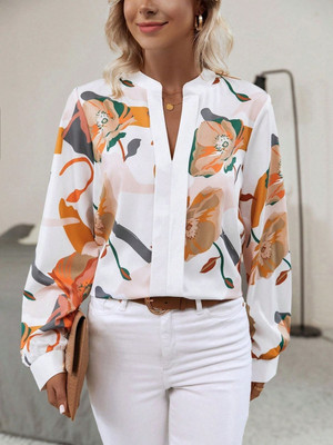 Divine Fabrics Women Floral Print Party Multicolor Shirt