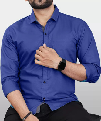FUBAR Men Solid Formal Light Blue Shirt