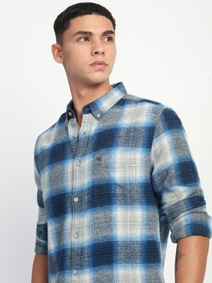 THE BEAR HOUSE Men Checkered Casual Blue Shirt