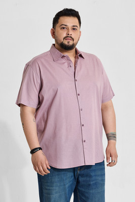 Snitch Men Solid Casual Pink Shirt