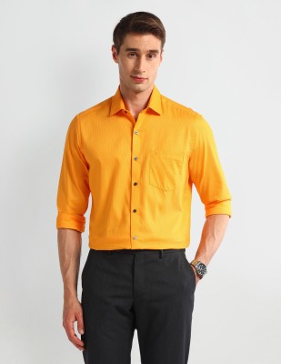 ARROW Men Self Design Formal Orange Shirt