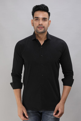 Pactimo Men Solid Casual Black Shirt