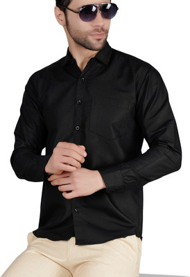 ZENE Men Solid Casual Black Shirt