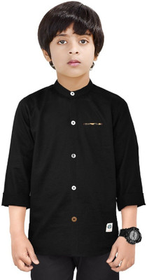 crane Boys Solid Casual Black Shirt